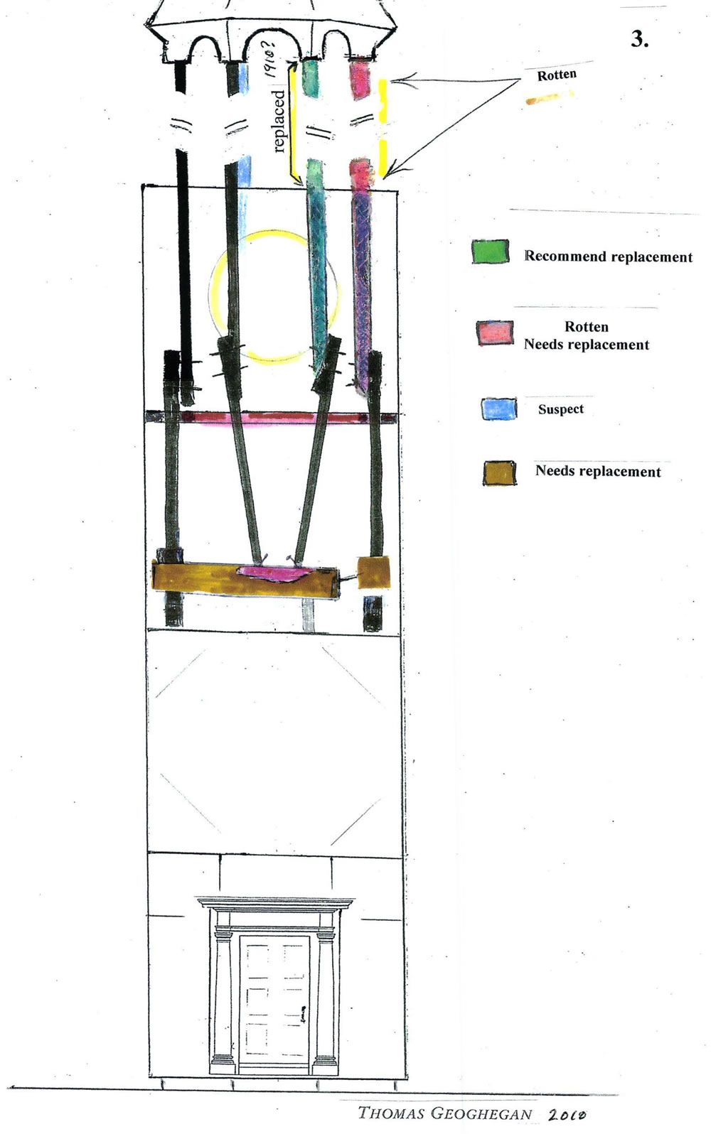 diagram of bell tower repairs