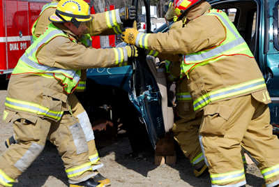 fire fighters using escape tools