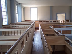 restored meeting house pew boxes