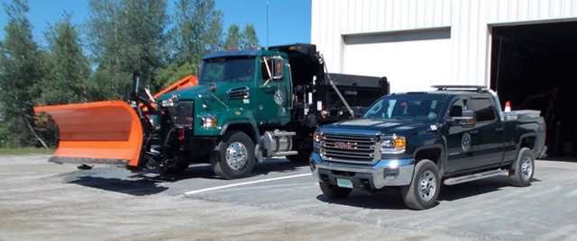 pick up truck and plow truck