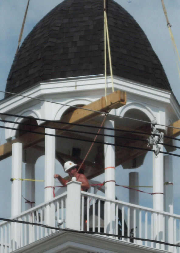 bell tower roof in place
