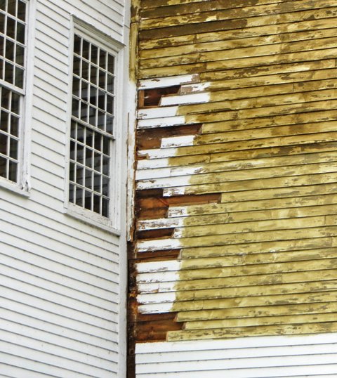 rotted clapboards