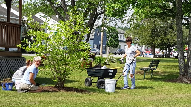 volunteers near gazebo