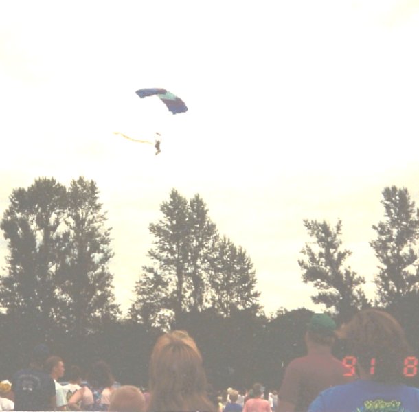 sky diver above Williams Field