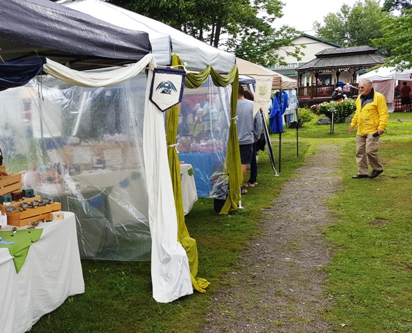 line of vendor tents